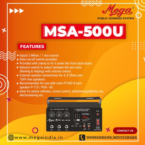 MSA 500 U P.A. Mobile Amplifier Cum Siren